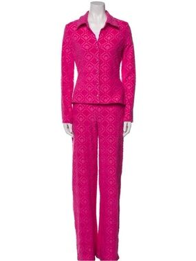 Marine Serre Hot Pink Textured Two-Piece Pantsuit